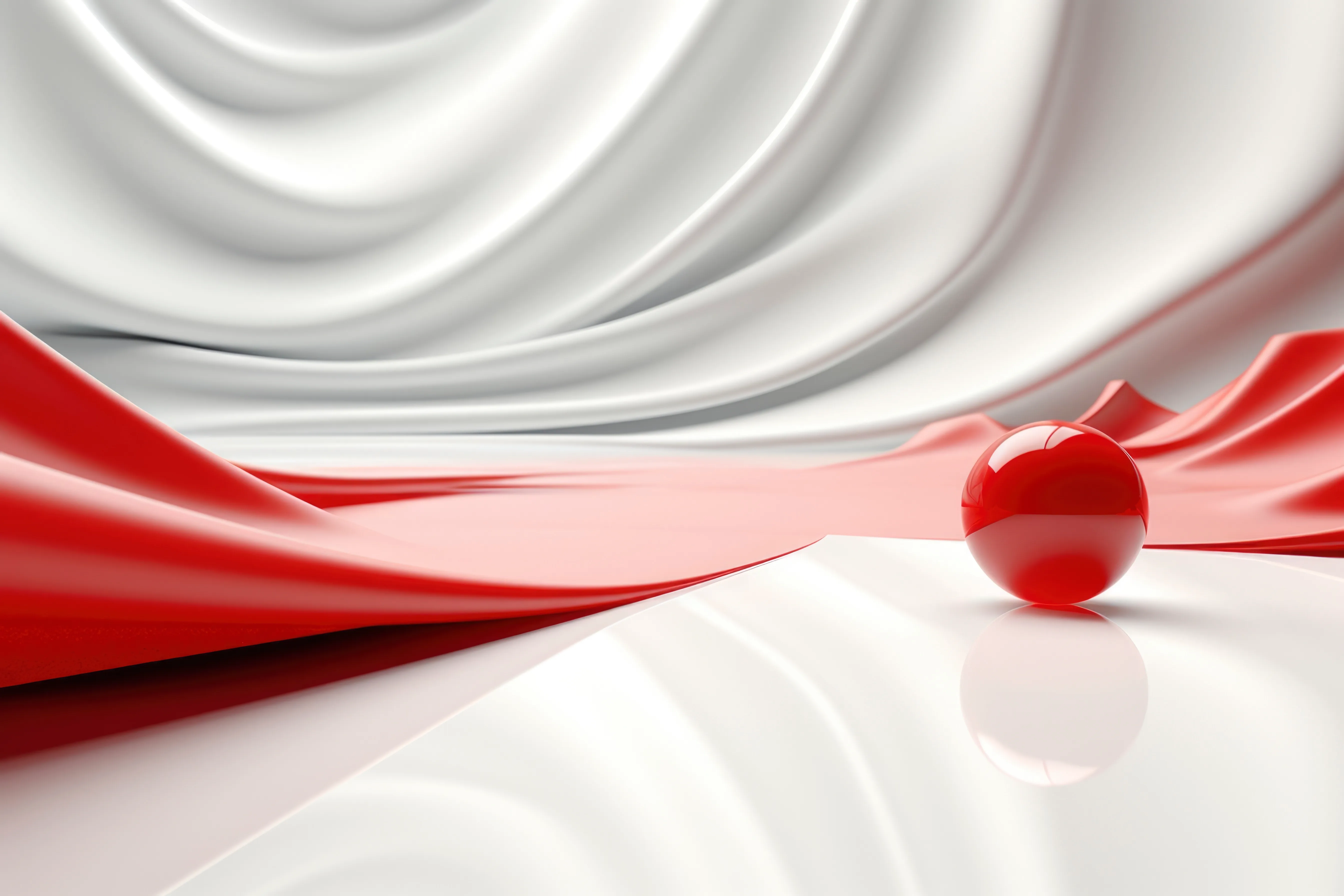 Red and white cloth & round red ball