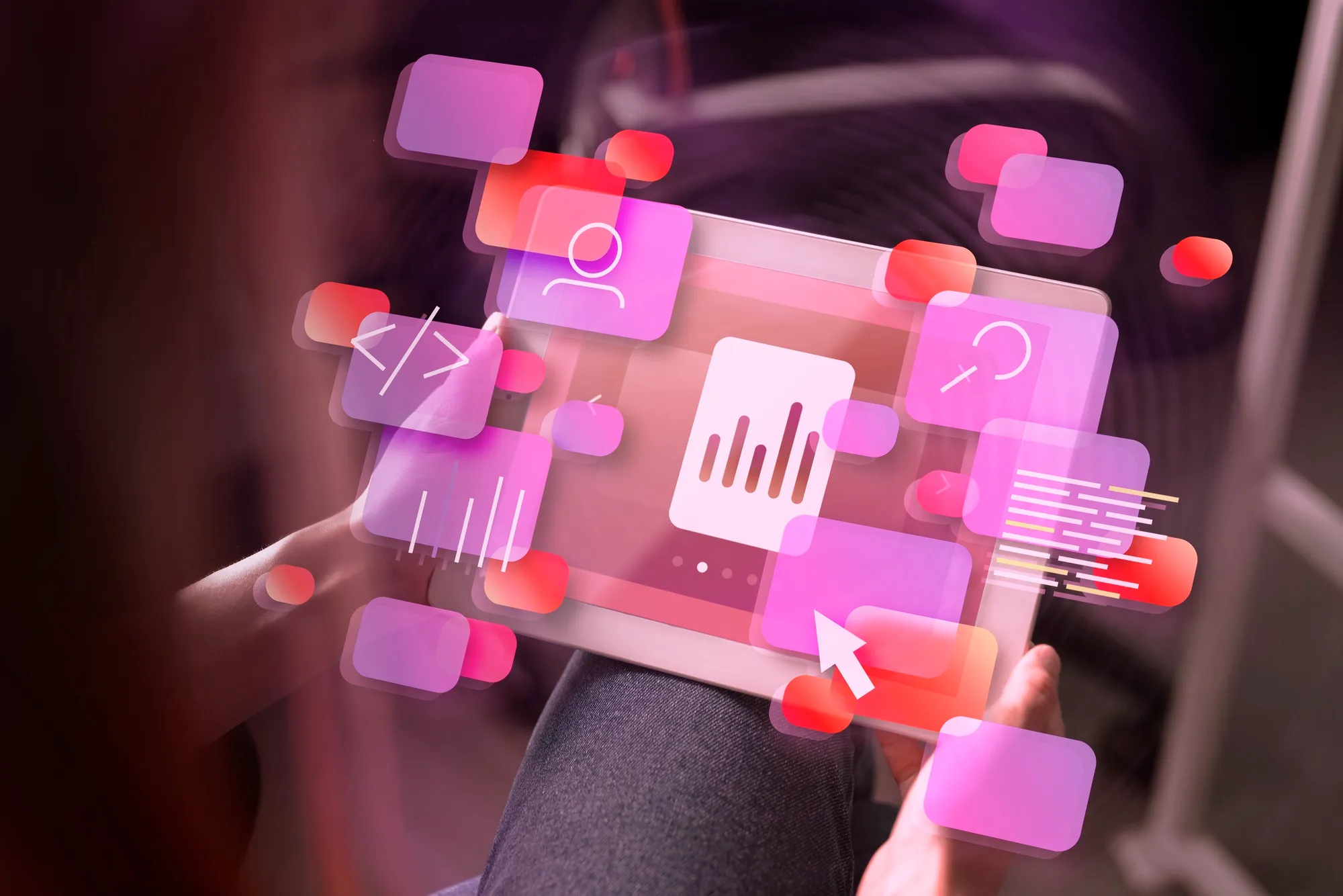 Icon diagram of UI and UX for tablet