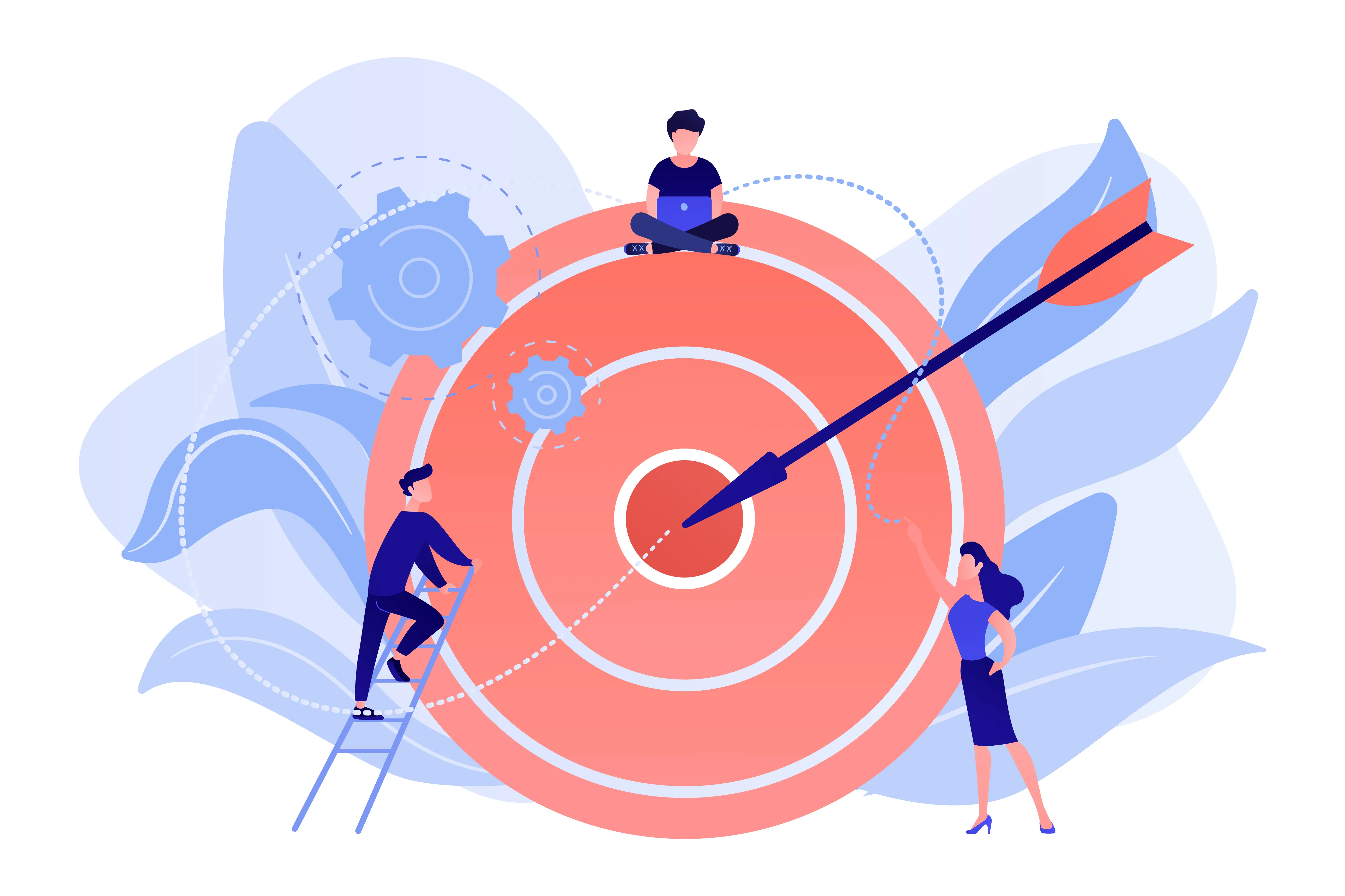 People around target with arrow illustration
