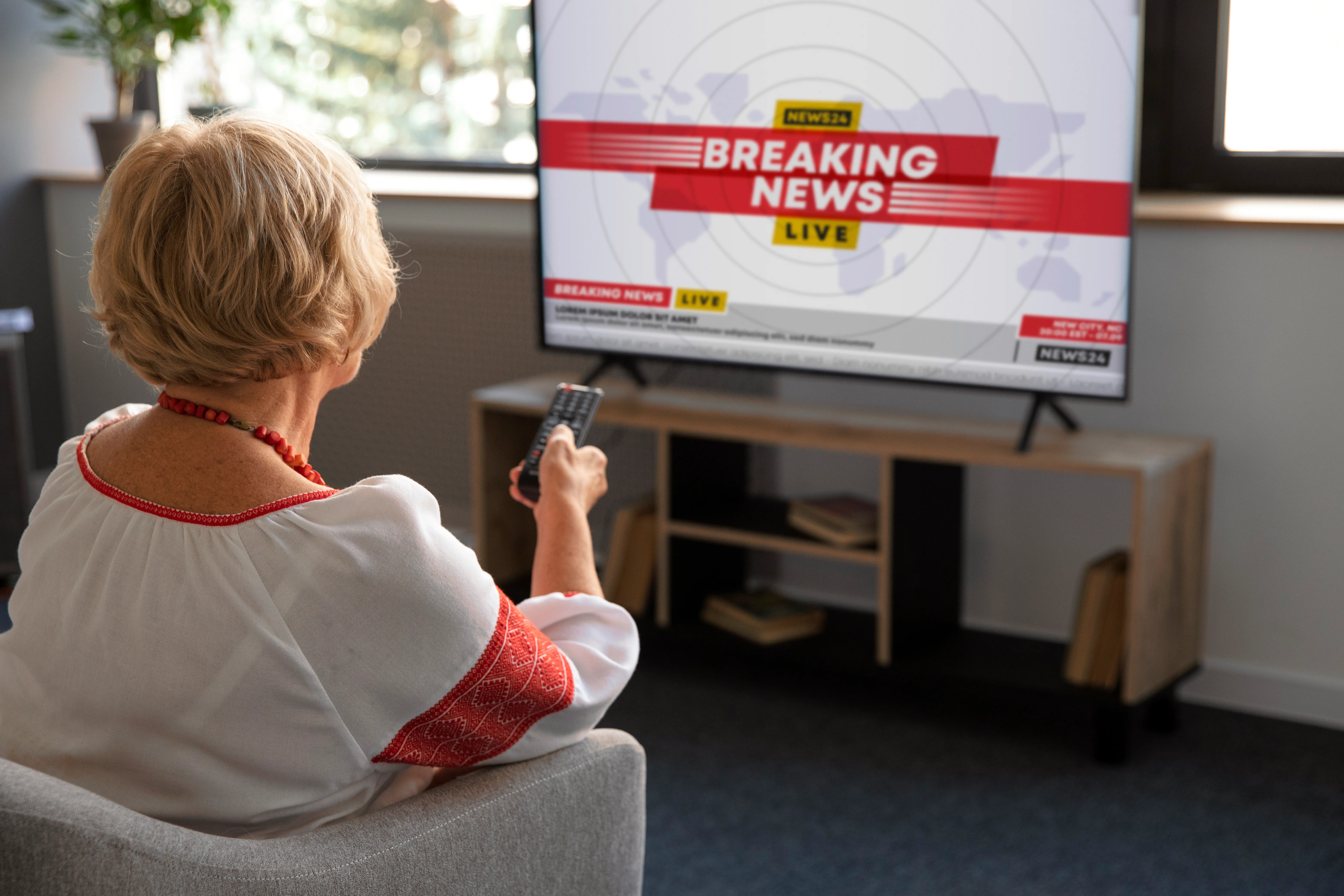 Older people watching TV